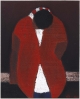 2001 женщина в красной жилетке б паст 49,8х41