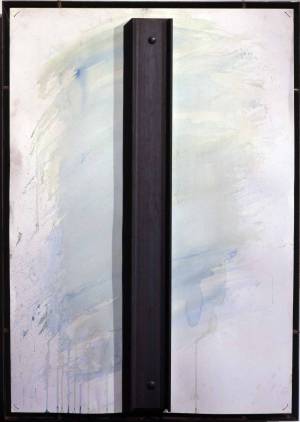 Янник Куннелис (р.1932) _Без названия_ (1997), железо, полукартон, акварель, 104х74х17 см