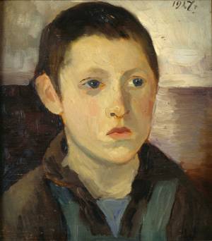 А.А. Поманский. Портрет мальчика. 1927. Фанера, масло
