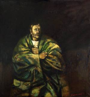 Виталий Карманов. «Автопортрет в одеяле». 1999. Холст, масло. 140х130.