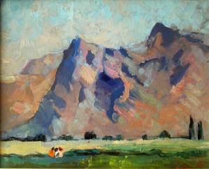 Карахан Н. Горный пейзаж, 1950-е, к.м., 36х50