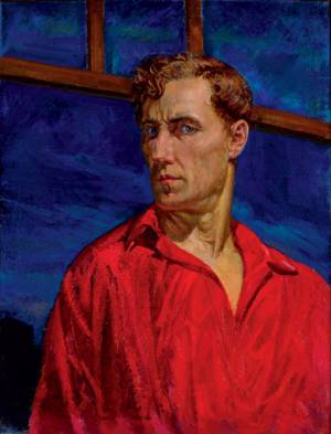 Русаков Н.А. Автопортрет в красной рубахе. 1935. Холст, масло. Собрание ЧГМИИ