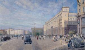 Вандышев И.Л.Улица Спартака. 1953. Картон, масло. Собрание ЧГМИИ