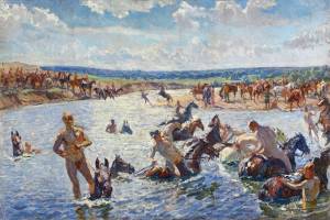 Купание коней. эскиз 1937 г. х.м_1