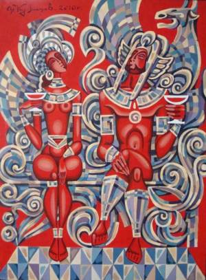 Соломон и царица Савская. 2010, двп, акрил, 75Х100