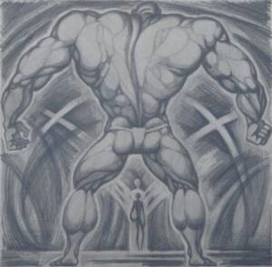Давид и Голиаф. Бумага, гр. карандаш, 25Х25