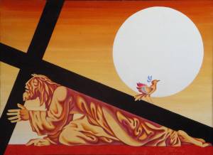 Несение креста. 2005, двп, акрил, 65Х90