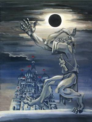 Затмение. 1991, фанера, темпера, 80Х60