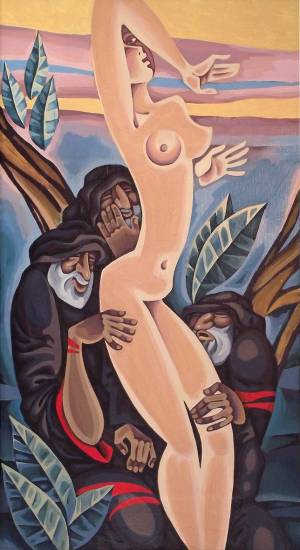 Сусанна и старцы. 2009, двп, акрил, 110Х60