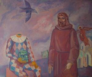 Монах и Арлекин 100х120 1993 хм.