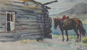 Ожидание. 1956. Бум., акв.