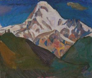 Казбек. Первый луч. 1973. Бум., темп.