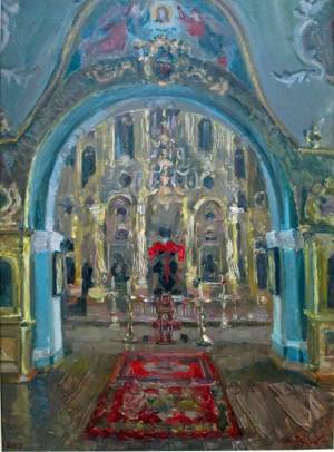 А. А. Удодов (Липецк). Интерьер Сергиево-Казанского собора. 2013, х., м., 70х50