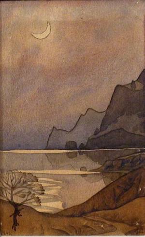 М.Волошин. Месяц над Коктебелем. 1927.