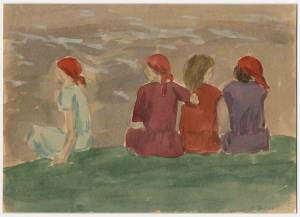 На берегу. 1923. Бумага, акварель. 22х30,5