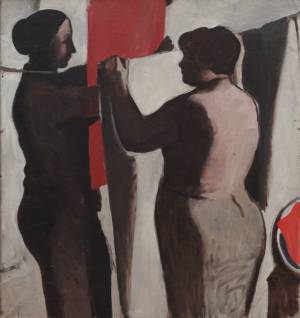 Вешают белье. 1960г. х.м. 120х100.