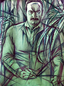 6. Джикаев М.Ф.  Автопортрет. 1997. Б., кар. акварель. 48х36. Собств. авт.