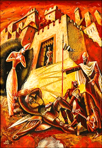 8. Джикаев М.Ф. . Как Сослан женился на Бедухе. 2003. Б., акрил. 31х21. Частн. собр. Москва.