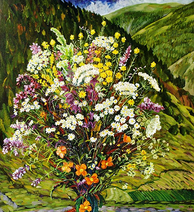 11. Джикаев М.Ф. Букет горных цветов. Букет горных цветов. 2003. Х.,м. 80х60. Собств. автора