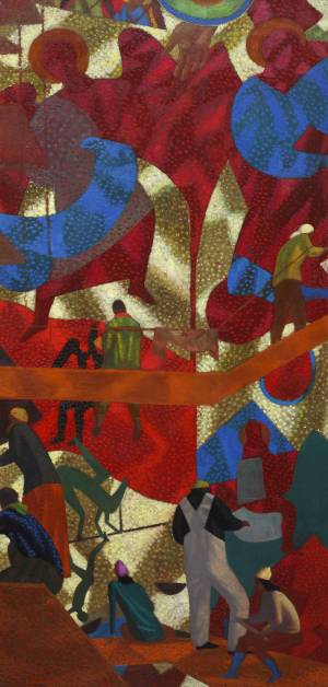 А.Атаханов Проснись, Азам! Художники в храме  2013 х.м. 170х90