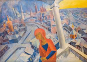 Дмитриев Владимир. Богоматерь на фоне Москвы. 1920. Холст, масло. 191,6 на 267,6