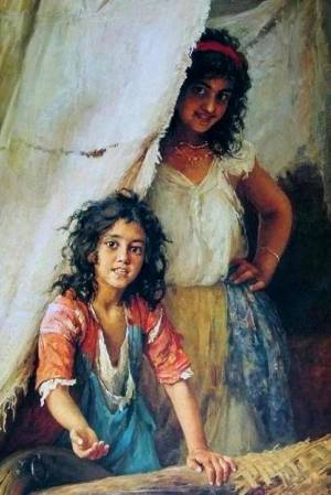 Х.П.Платонов Цыганки, просящие милостыню.1842 х.м