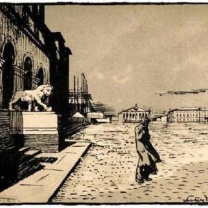 Рис.1,2 Александр Бенуа. Рисунки к поэме «Медный всадник»